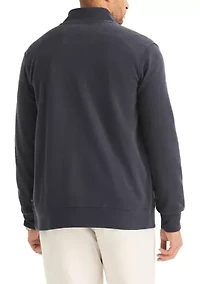 Big & Tall Twill Jacquard Knit Full Zip Mock Neck Jacket