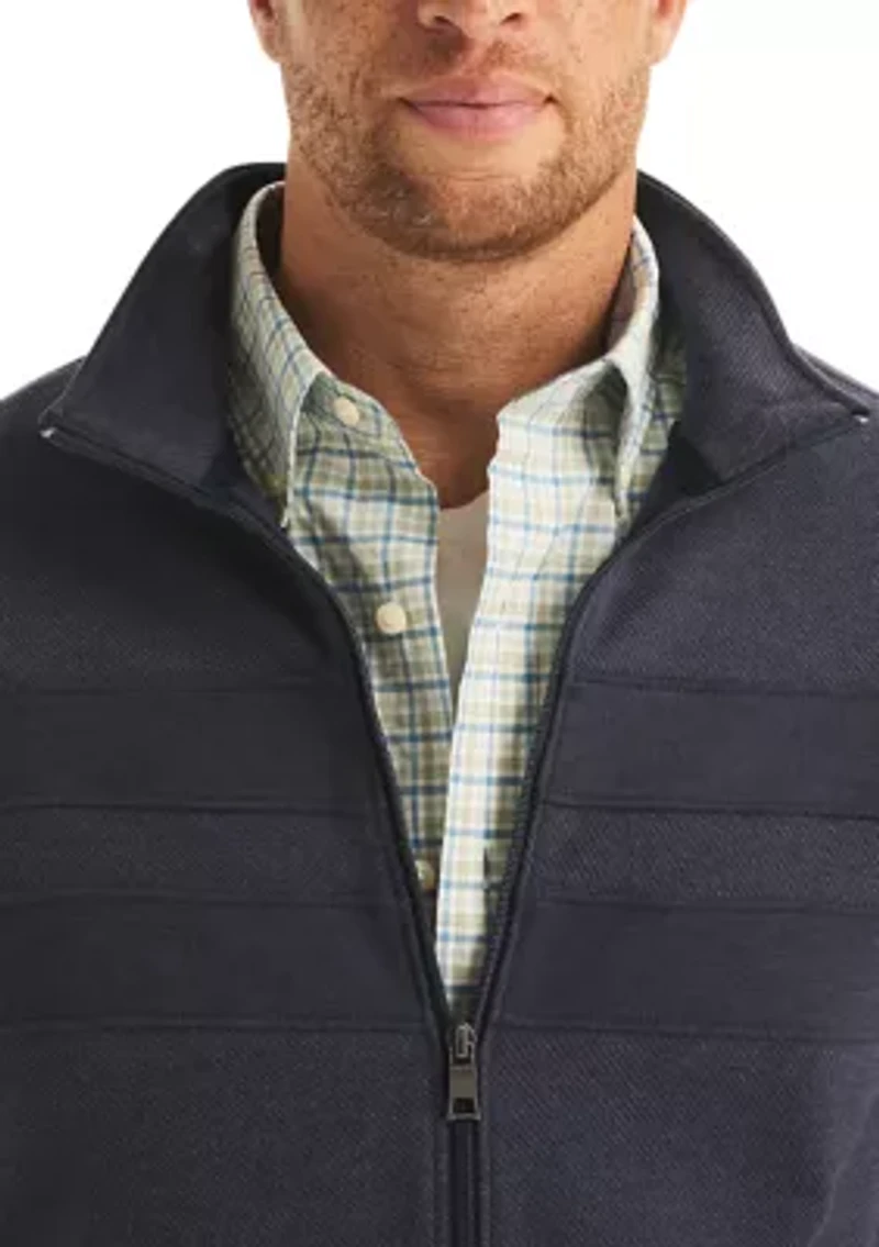 Big & Tall Twill Jacquard Knit Full Zip Mock Neck Jacket