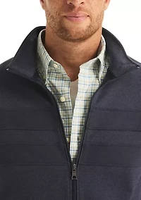 Big & Tall Twill Jacquard Knit Full Zip Mock Neck Jacket