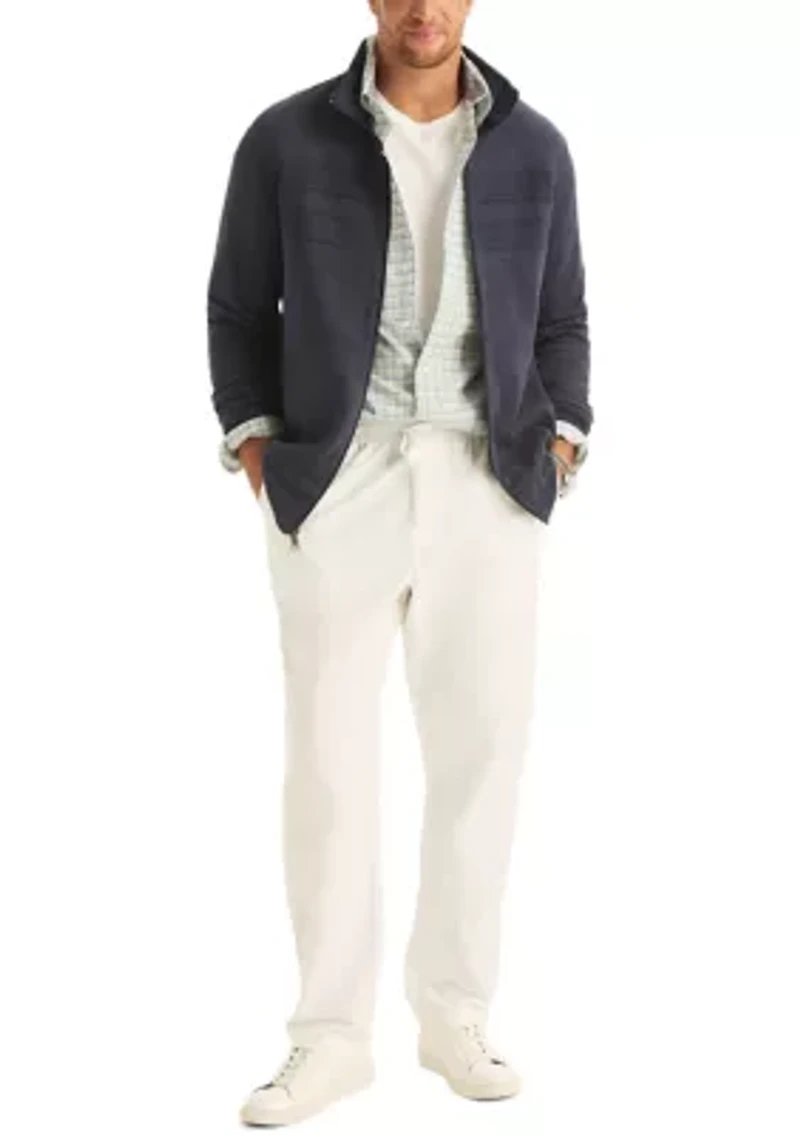 Big & Tall Twill Jacquard Knit Full Zip Mock Neck Jacket