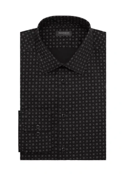 Long Sleeve Slim Fit Black Print Shirt