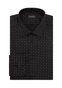Long Sleeve Slim Fit Black Print Shirt