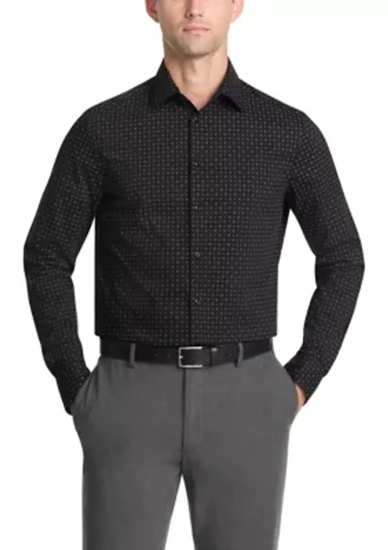 Long Sleeve Slim Fit Black Print Shirt