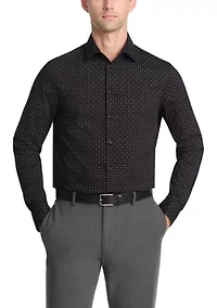 Long Sleeve Slim Fit Black Print Shirt