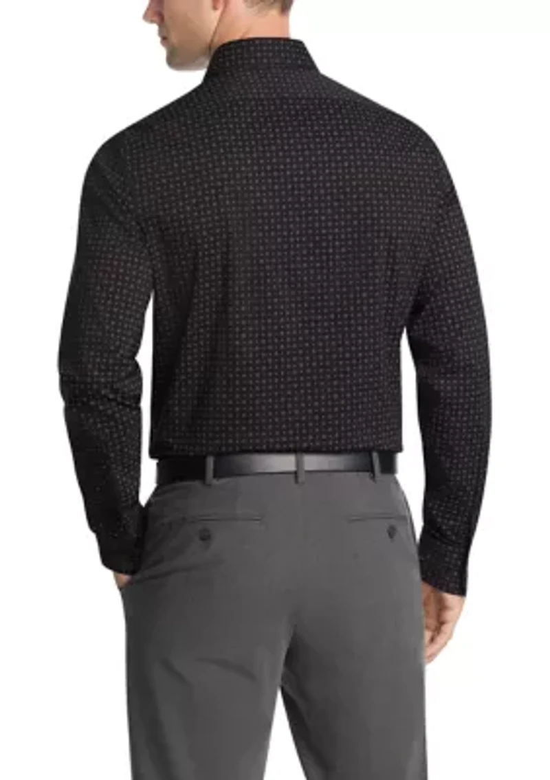Long Sleeve Slim Fit Black Print Shirt