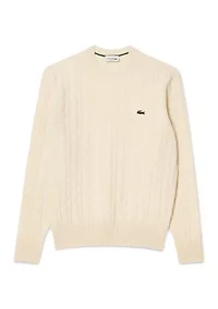 Men's Cable Knit Wool Crew Neck Sweater