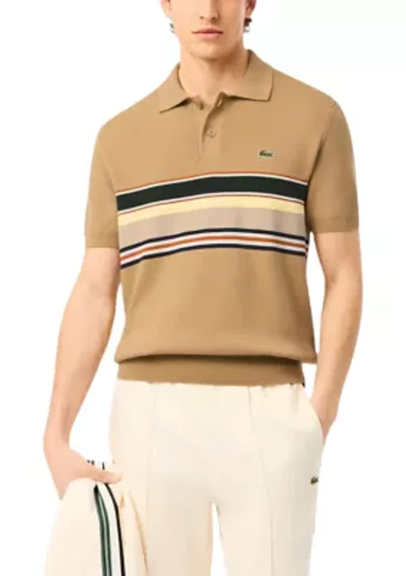 Men's Made France Striped Polo Collar Sweater
