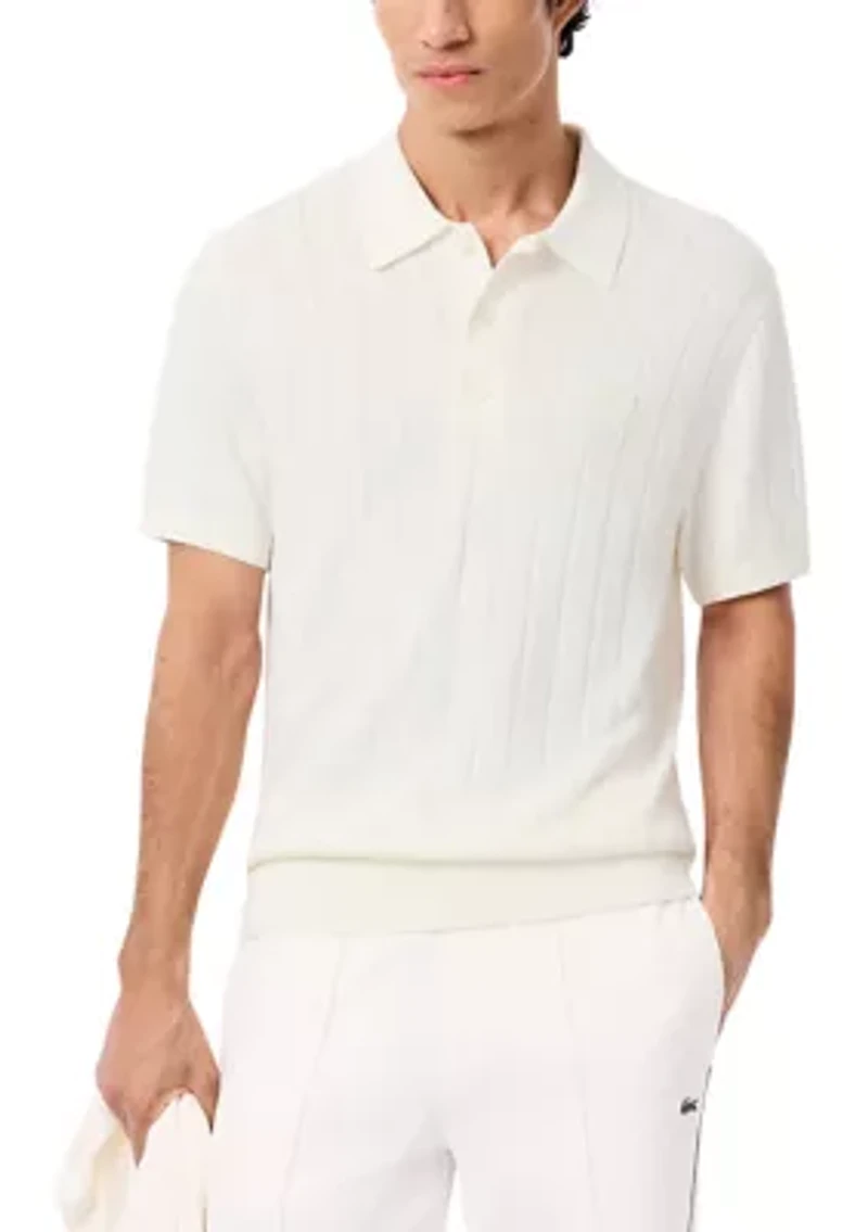 Men's Ribbed Knit Polo Collar Sweater