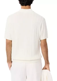 Men's Ribbed Knit Polo Collar Sweater