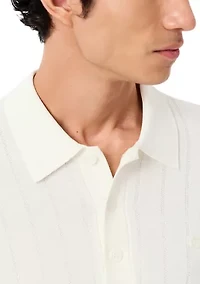 Men's Ribbed Knit Polo Collar Sweater
