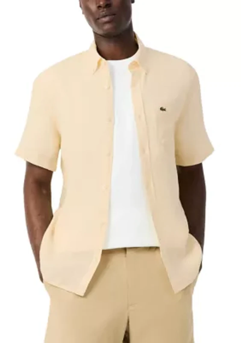 Men's Regular Fit Short Sleeve Linen Shirt