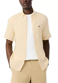 Men's Regular Fit Short Sleeve Linen Shirt