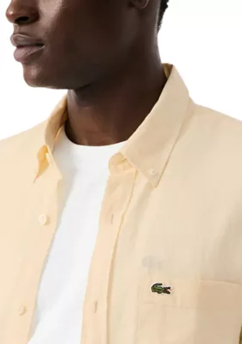 Men's Regular Fit Short Sleeve Linen Shirt