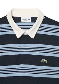 Men's Relaxed Fit Striped Piqué Rugby Polo Shirt