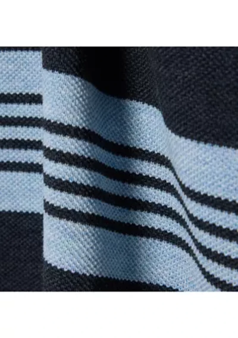 Men's Relaxed Fit Striped Piqué Rugby Polo Shirt