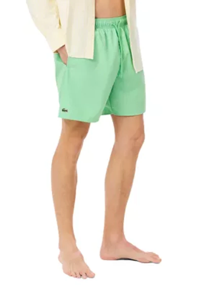 Mid Length Monochrome Swim Trunks