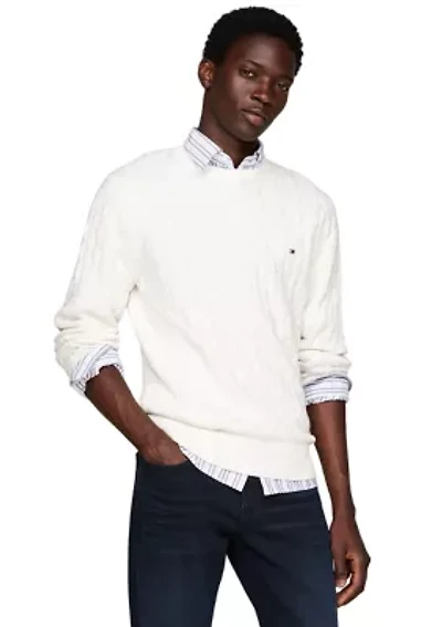 Classic Cotton Cable Crew Neck Sweater
