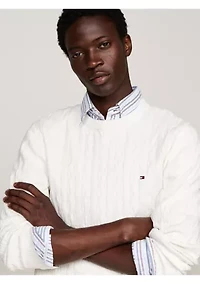 Classic Cotton Cable Crew Neck Sweater