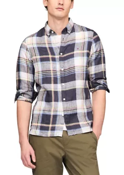 Linen Printed Button Down Shirt