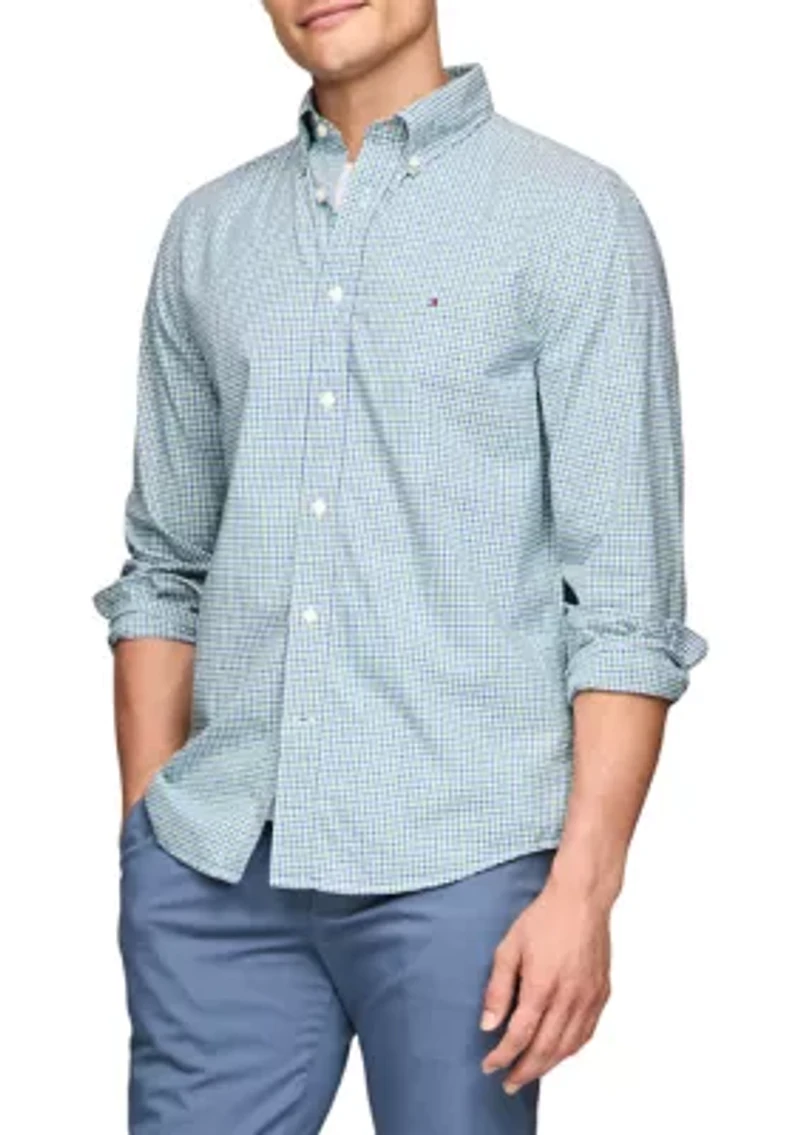 Flex Regular Fit Gingham Poplin Shirt