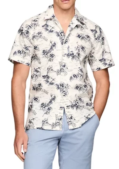 Flex Poplin Printed Short Sleeve Shirt