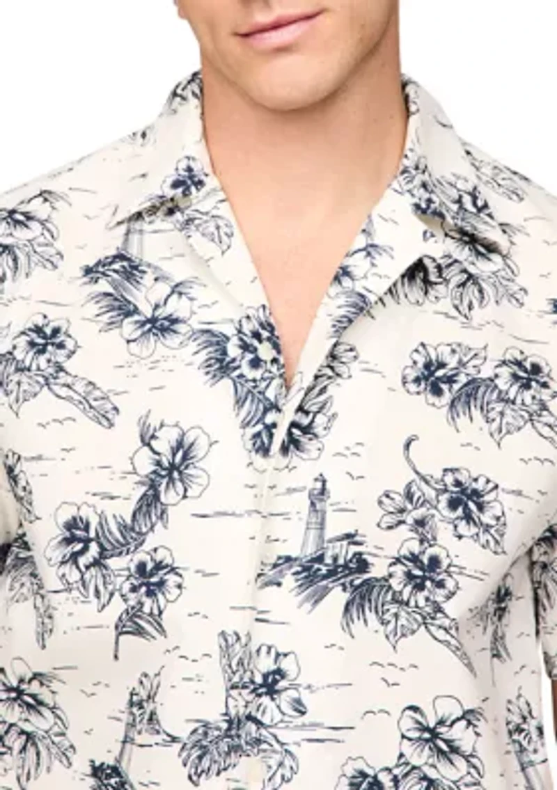 Flex Poplin Printed Short Sleeve Shirt