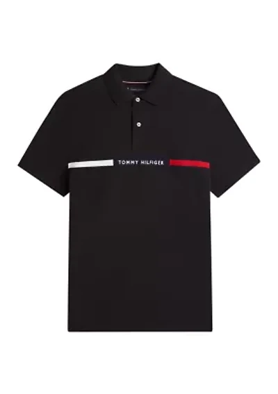 Short Sleeve Chest Insert Flag Polo Shirt