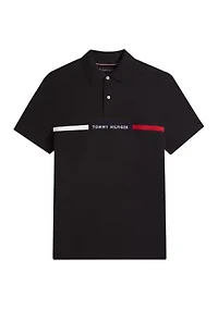Short Sleeve Chest Insert Flag Polo Shirt