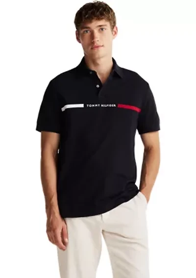 Short Sleeve Chest Insert Flag Polo Shirt