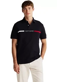Short Sleeve Chest Insert Flag Polo Shirt