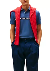 Short Sleeve Chest Insert Flag Polo Shirt