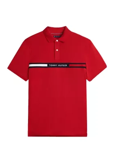Short Sleeve Chest Insert Flag Polo Shirt