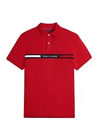 Short Sleeve Chest Insert Flag Polo Shirt