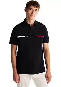 Short Sleeve Chest Insert Flag Polo Shirt