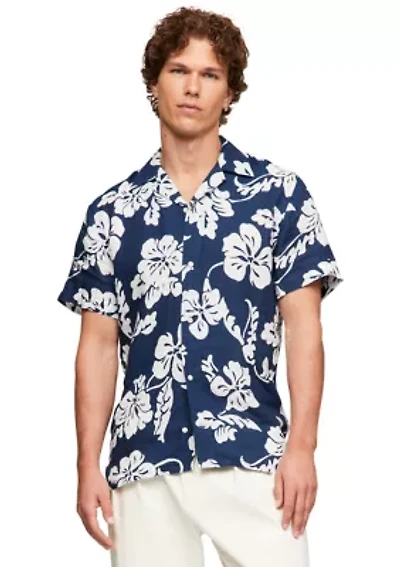 Pigment Dyed Linen Printed Shirt