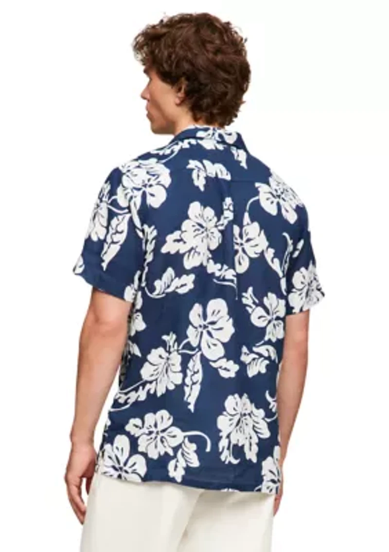 Pigment Dyed Linen Printed Shirt