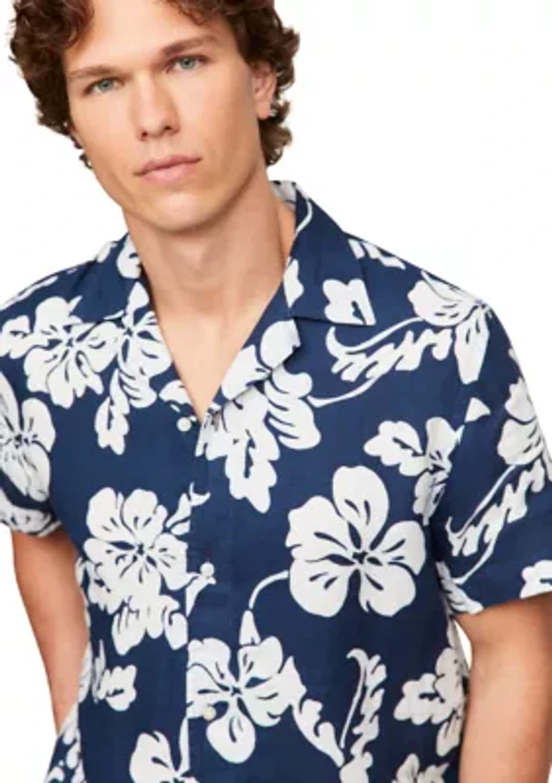 Pigment Dyed Linen Printed Shirt