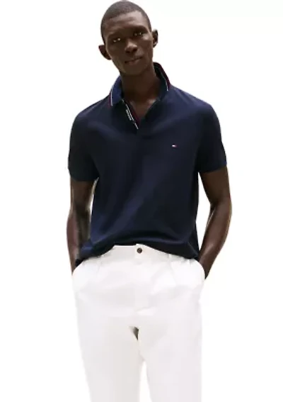 Men's Short Sleeve Striped Trim Polo Shirt