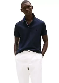 Men's Short Sleeve Striped Trim Polo Shirt