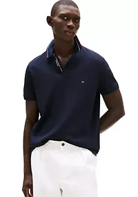 Men's Short Sleeve Striped Trim Polo Shirt