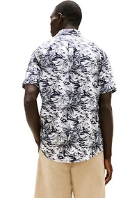 Regular Fit Island Print Linen Shirt