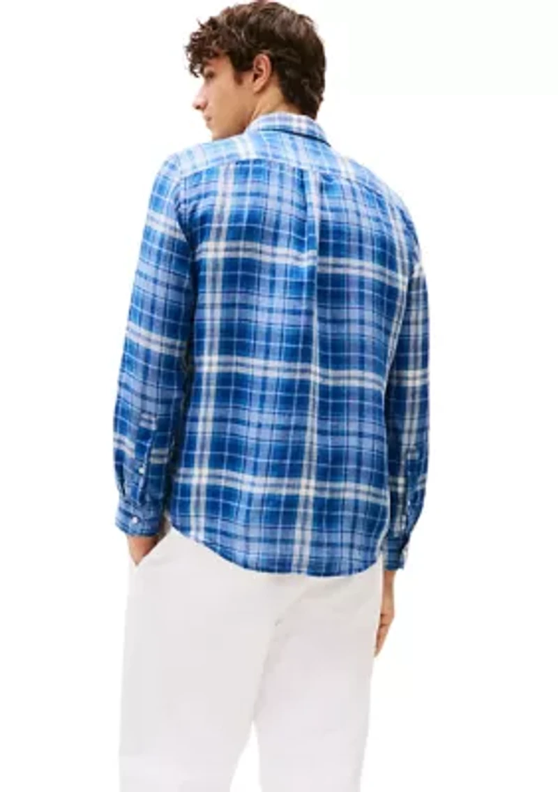 Regular Fit Check Printed Linen Shirt