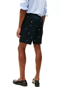 Straight Fit Embroidered Flag Shorts