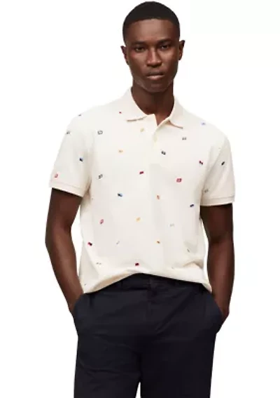 Men's Regular Fit Allover Flag Polo Shirt