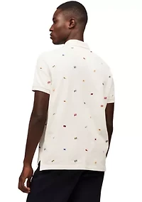 Men's Regular Fit Allover Flag Polo Shirt
