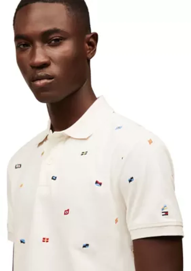 Men's Regular Fit Allover Flag Polo Shirt