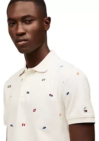 Men's Regular Fit Allover Flag Polo Shirt