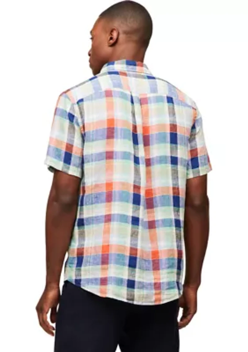 Linen Summer Madras Short Sleeve Relaxed Fit Shirt