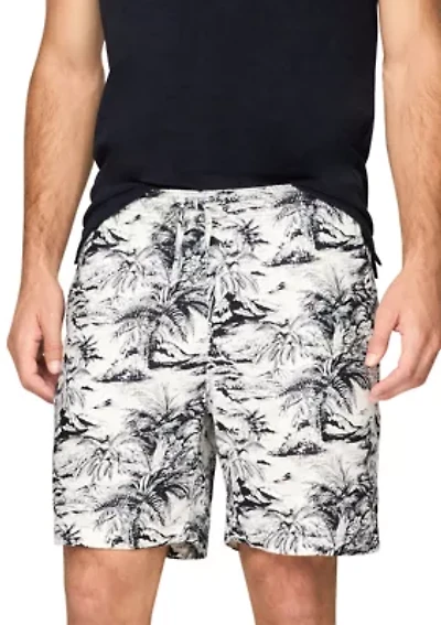 Regular Fit Island Print Linen Short