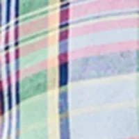 Men's Linen Blend Madras Short Sleeve Shirt